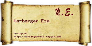 Marberger Eta névjegykártya